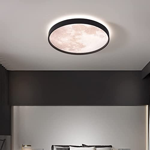 LED Mond Deckenlampe mit Bewegungsmelder Deckenleuchten Flurlampe LED Sensorlampe 18W Moderne Neutrales Licht 4500K für Bad Balkon Küche Garage Treppe Innenlampen Ø26cm,Schwarz