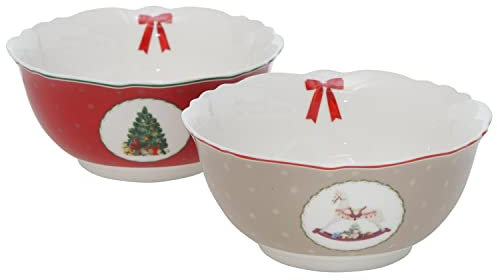 MamboCat 2tlg Set Delight Gebäckschälchen I 500 ml I Müslischalen I Weihnachten I 2 Personen I Ø 14 cm I Schälchen, Bowl I Schüssel für Müsli, Salat, Dessert & Co. I Keramik-Geschirr