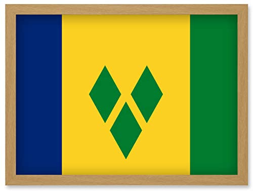 Artery8 Saint Vincent and the Grenadines National Flag Patriotic Vexillology World Flags Country Region Poster Artwork Framed Wall Art Print A4