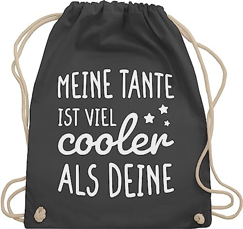 Turnbeutel Rucksack - Taschen - Meine Tante ist viel cooler als deine - Unisize - Dunkelgrau - aunt beste tasche tante. die stoffbeutel tantes beutel auntie sportbeutel aunts stoffrucksack teyze
