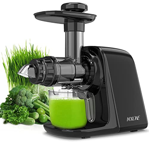 Juicer Machines, NXONE Slow Masticating Juicer, Cold Press Juicer Extractor with Queit Motor/Not Break, Not Jammed, Slow Juicer Easy to Clean, 3-Speed Modes for High Nutrient Vegetables & Fruits