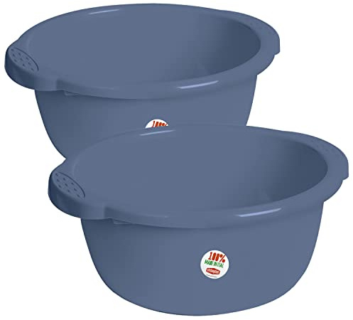 2x Schüssel 14L rund Ø40x18cm Blau Küchenschüssel Kunststoff Fußbad Pflege