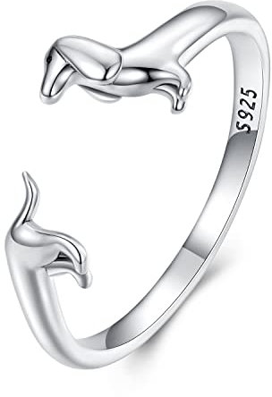 GemKing SCR894 dachshund open ring S925 Sterling Silver ring