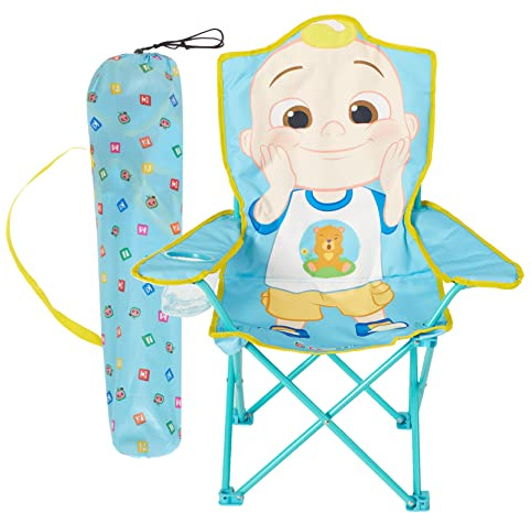 Cocomelon Kids Folding Camp Chair with Carry Bag,Indoor/Outdoor Portable Chair, Lightweight & Compact, Great for Travel, Camping, Beach, Ages 3+
