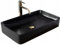 Rea Aufsatzwaschbecken Denis Black Stone Mat Waschtisch Handwaschbecken Waschschale Waschbecken für Badezimmer aus hochwertiger Keramik 610 x 350 x 110 mm (Weiß/Schwarz)