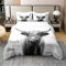 100% Gewaschene Baumwolle Highland Kuh Bettbezug für Cowboy Cowgirl,Bauernhof Tier Milch Bettwäsche Set 135x200,Lustige Nette Kuh Tröster Abdeckung,Wildlife Farm Tier Bett Sets mit1 Kissenbezug