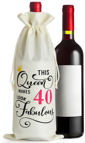 40th Birthday Gifts for Women - Decorative Wine Bag with Witty Quote - Cute Female Gifts For Women Turning 40