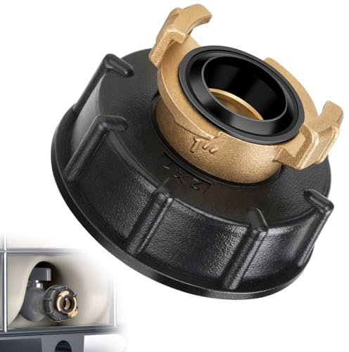 Nutmanel 1 Connecteur de Réservoir IBC, Adaptateur IBC Bouchon, Adaptateur de Réservoir, S60x6 IBC Raccord Laiton Rapide Convient pour Raccorder Le Tuyau de Jardin, Réservoir d'eau de Pluie IBC