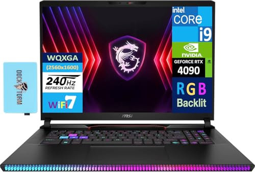 MSI Raider GE78HX Gaming Laptop 17 WQXGA 240Hz (24-Core 14th Gen Intel i9-14900HX, GeForce RTX 4090, 64GB DDR5, 8TB PCIe SSD, Per Key RGB KYB, Thunderbolt 4, WiFi 7, Win11H) w/DKZ Hub