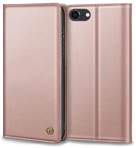 Handyhülle für iPhone SE 2022/2020 Hülle, Premium Lederhülle Schutzhülle Tasche für iPhone SE/8/7 Hülle Wallet Kartenfach Standfunktion Klappbar Flip Case für iPhone SE Hülle, Rosa