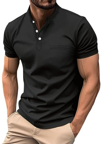 Crew Polo Shirts for Men With Pockets - Heavy Cotton T-Shirt, Black Double Cuff Shirt, Dark Green Tee - Amazon Warehouse Clearance UK Pallets