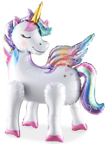 Einhorn Folienballon, 3D Folienballon Einhorn Stehend, Einhorn Luftballons mit Beinen, XXL Einhorn Helium Ballon, Einhorn Deko Kindergeburtstag, Unicorn Deko für Mädchen Kinder Geburtstag Party