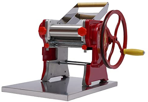 Soudesileim Manuelle Nudelmaschine Edelstahl,38 * 28 * 26cm Pasta Maker mit 3mm Nudelschneider, Gehäuse aus Edelstahl, Pastamaschine für Spaghetti|Lasagne|Knödel