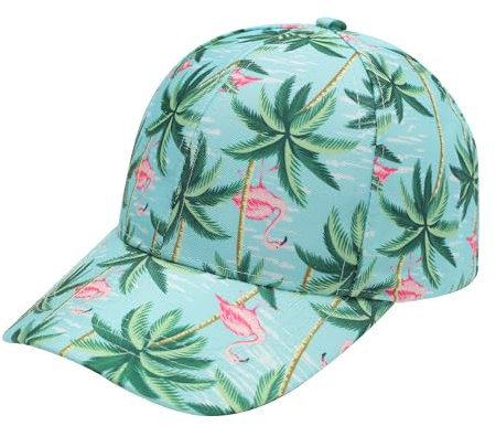 ZLYC Damen Floral Baseball Cap Mode Blumen Atmungsaktiv Basecap(Flamingo Palme),Einheitsgröße