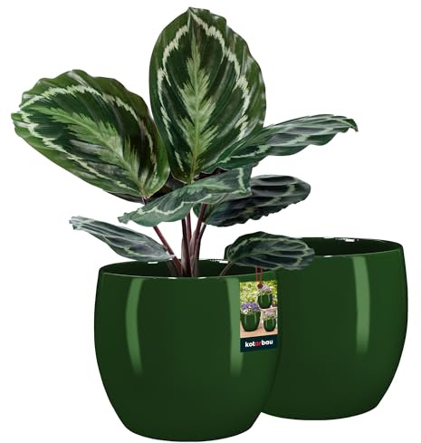 KOTARBAU® 2er Set Blumentopf Keramik rund ⌀ 26 cm Höhe: 26 cm Grün Übertopf Keramik Übertöpfe für Zimmerpflanzen Blumentopf modern kleine Übertöpfe Pflanztopf Keramik Orchideentopf Keramik Übertopf