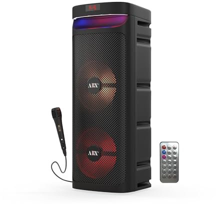 Audiobox ABX-2010R Dual 10 Party Bluetooth Speaker - Portable Karaoke Machine with Bluetooth, USB, TF Card, FM Radio, and Wired Microphone - Ideal for Parties and Events