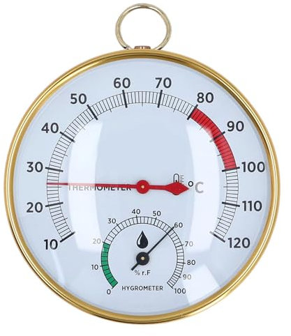 Misuratore di Temperatura per Sauna, da 10 a 120 ℃ Igrotermografo per Sauna 2 in 1 in Alluminio Montato a Parete, per Serra Spa Sauna Home