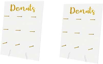 DODXIAOBEUL Donut-Wandständer aus Holz, wiederverwendbar, rustikal, Donut-Brett, Partyzubehör für Hochzeit, Geburtstag, Familienfeier, Festival, Tischdekoration (weiß), 2 Stück
