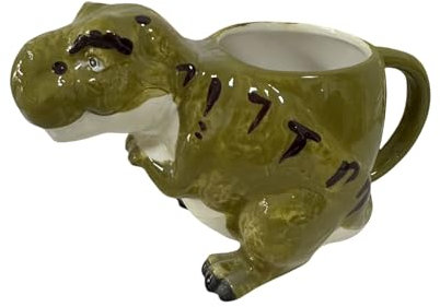 Whbbbj Taza de cerámica de Dinosaurio 3D, Tazas de Dinosaurio novedosas, Taza de Animales Pintada a Mano, Taza de café Decorativa en Forma de Dinosaurio 3D, Taza de Dinosaurio única con asa, Taza