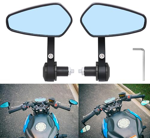 AULESSE Motorrad Spiegel Universal, 7/8 22mm Lenkerendenspiegel Motorrad, CNC Aluminium Anti-Glare Motorrad Rückspiegel 360°Drehbarer Lenkerspiegel für Quad Scooter ATV Moped Roller (Schwarz)
