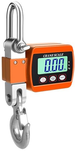 Voltix Bilancia Sospesa Elettronica da 500 kg (1100 Libbre), Bilancia Sospesa Industriale con Sensore Preciso, Mini Bilancia LCD Portatile con Gancio, Bilancia per Valigie (Arancione)