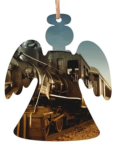 Weihnachtsschmuck aus Holz mit Zug- und Eisenbahn-Motiv, Weihnachtsdekoration, 2 Stück, Weihnachtsbaumschmuck, hängende Dekoration