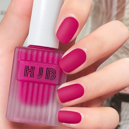Smalto per unghie magenta opaco, ad asciugatura rapida, atossico, a base d'acqua, a lunga durata, per unghie, nail art, senza lampada UV, colore tè al latte, smalto regolare, 12 ml (rosso rosa)