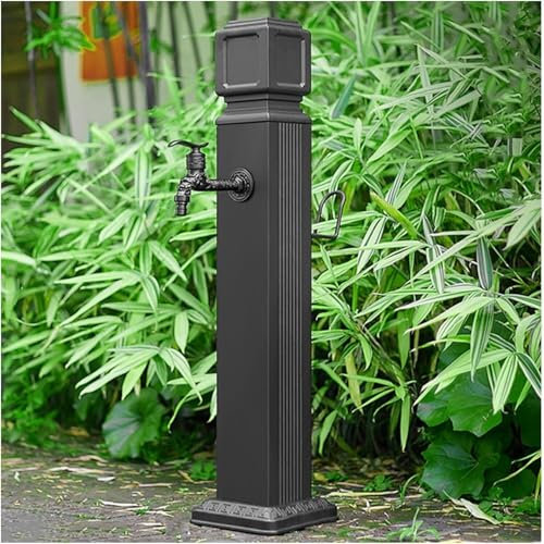 Colonne d'eau de jardin en acier inoxydable avec robinet, poteau de robinet d'eau autoportant extérieur, robinet d'eau antigel for l'irrigation du jardin et le lavage de voiture, comprend un tuyau et