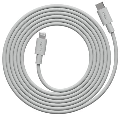 Avolt Cable 1 Câble USB-C vers Lightning - 2 m Certifié MFi - Charge rapide 60 W pour iPhone, iPad - Silicone durable et flexible - Câble de charge Lightning de qualité supérieure au design scandinave