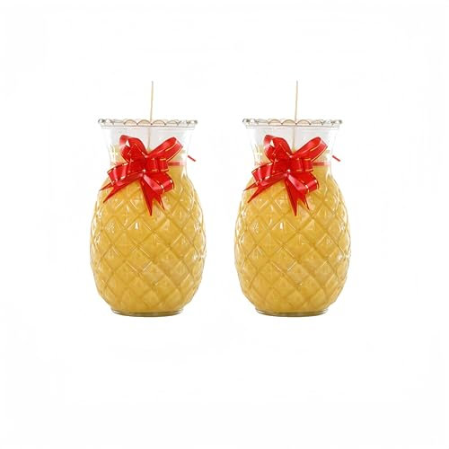 Gelbe Gebetskerzen im Ananasglas, Anbetungsritual für Buddhismus und Taoismus, Ghee-Lampe, 7 Tage haltbar pro Glas, 2 Stück