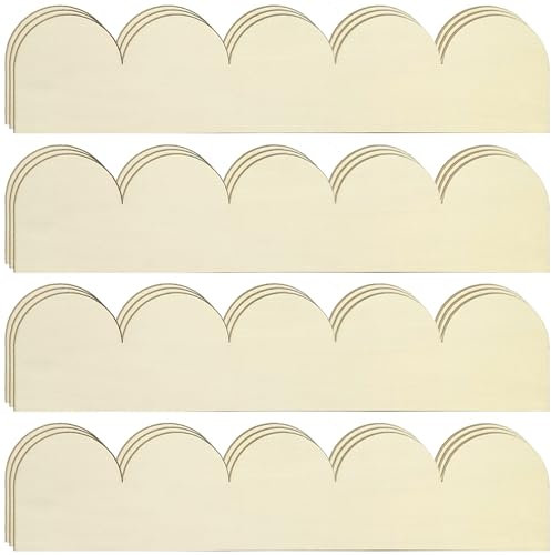 12 Stück 40,5 cm unlackierte Holzleisten mit gewelltem Rand, gewellte Zierleiste, dekorative Holzleiste, gewellter Rand, dekorative Holzleiste für Zuhause, Wanddekoration, 9 cm breit