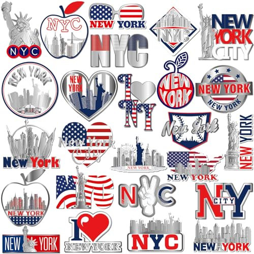 Fabbay 25 Pcs New York Fridge Magnet Magnetic New York Refrigerator Stickers New York Magnet New York Souvenirs Gifts Refrigerator Magnets for Refrigerator Laptop Locker Home Decoration Accessories