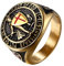 JewelryWe Heiliger Michael Ring Herren: Gold Edelstahl Herren-Ring Erzengel St. Michael Kreuz Schild Runde Siegelring Fingerring Schutzpatron Band Ring Katholische Religiöse Amulett Schmuck Größe 62