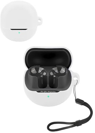 For SoundPEATS Air5 Wireless Earbuds, Soft Silicone Case with lanyard - Skin-friendly & Durable,White