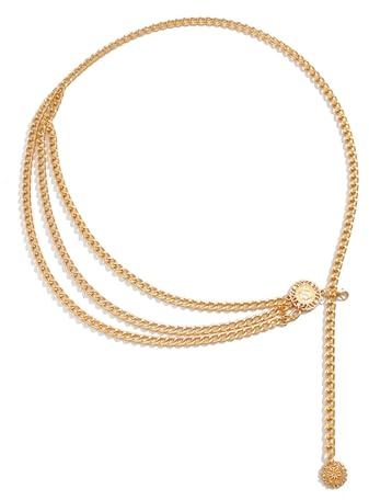 anneratteryer 1 Stück Kettengürtel damen Kettengürtel gold Taillenkette Ketten gürtel Mehrschichtige Metall-Taillenkette Verstellbare Metall-Körperkette Verzierung am Rock Hüftkette für Kleid Jeans