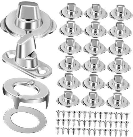 Mipcase Lot De 20 Attaches À Vis Rotatives Pour Toile Bâche Boutons-Pression Pour Rideaux De Bateau Attaches Sécurisées À Rotation Manuelle Acier Inoxydable Argenté