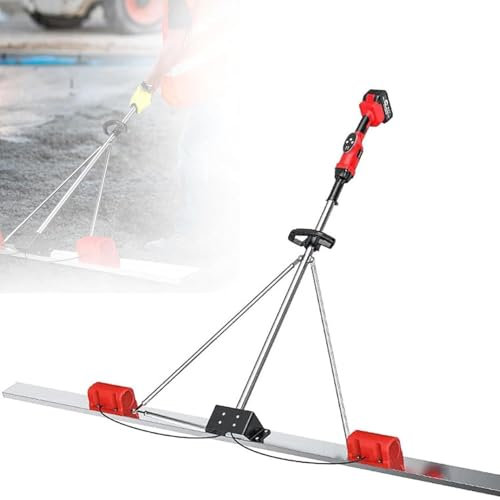 oiakus Electric Screed Concrete Finishing Vibration Tool, Commercial Lithium Battery Cement Vibratory Leveler, with Stainless Steel Plate, 2Battery,1.5M, for Efficient Concrete Surface Finishing