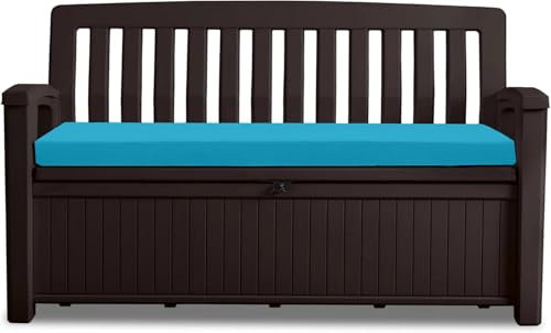 Waterproof Garden Bench Cushion 128x50x5cm Outdoor Bench, Eden & Storage Bench Seat Pad Only Extra Thick Swing Bench Patio Furniture Pads Durable & Easy to Clean Removable Cover (Turquoise)