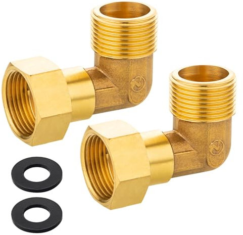 GmwyCzV 2 Stück 3/4'' Messing Beweglich Fitting, DN20 Messing Winkel 90°, IG/AG Rohrwinkel Bogen, Geeignet für den Anschluss an Gas und Flüssigkeitsleitungen, Trinkwasser Geeignet