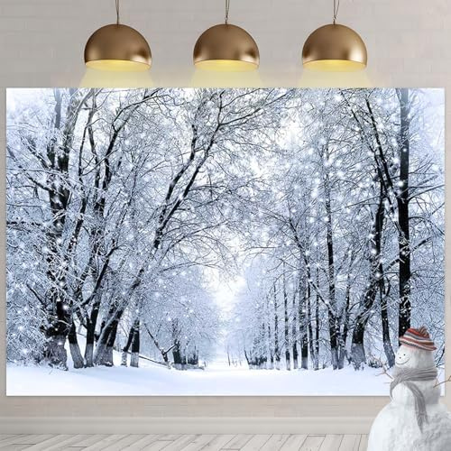 APROPHIC Winter Wald Weihnachten Schneeflocke Hintergrund Wunderland Landschaft Schnee Foto Dekoration Party Studio (300x210cm)