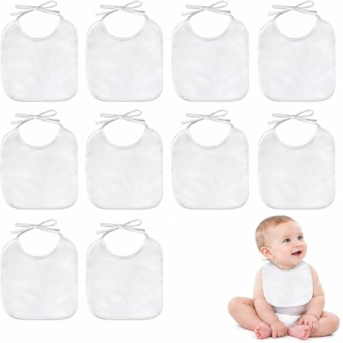 MFCGHXR Baby Lätzchen zum Bemalen 10er Set – wasserdichte Kleinkind-Sabberlätzchen 18×21 cm mit Bindebändern – Weiße Mal-Lätzchen für Kinder zum Basteln, Füttern und Spielen – Atmungsaktiv & waschma