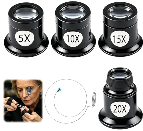 4 st Smyckesförstoringsglas 5 X 10X 15X 20X förstoringsglas Xurmakare med trådhållare