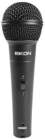 PROEL EIKON DM800BK - Microfono Dinamico per Voce, Canto, Karaoke con Interruttore On/Off + Cavo audio con connettori Cannon XLR 3P Maschio a Cannon XLR 3F Femmina da 5mt., Nero
