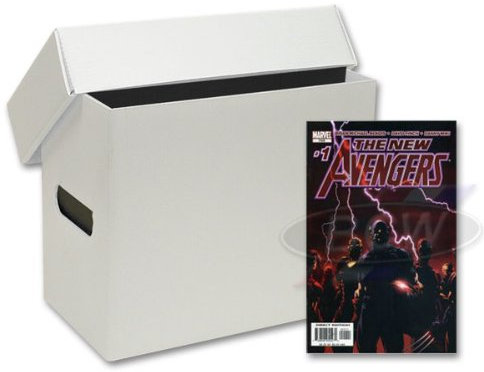 10 short plastic comic book storage boxes . black finish