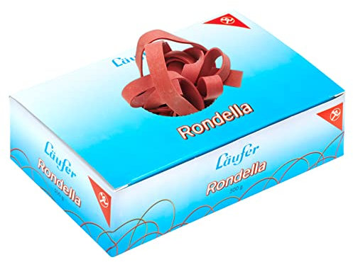 Läufer 51342 Rondella Gummibänder 130 x 10 mm, Durchmesser 85 mm, 10 mm breite Gummiringe, 500 g Schachtel, rot