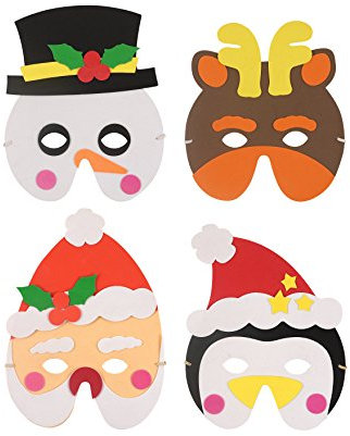 Henbrandt 24x Christmas Foam Masks EVA Foam Face Mask Novelty Toys Party Supplies Christmas Fancy Dress Costume Kids Party Favour Loot Bag Filler for Boys and Girls