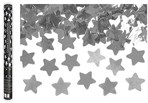 Konfetti Kanone Sterne 40cm Konfettikanone Party Popper Hochzeit Geburtstag JGA Silvester Silber