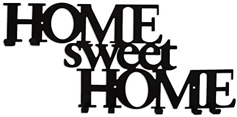 Galleksa Appendini per Abbigliamento con 7 Ganci Appendiabiti da Muro in Metallo Attaccapanni Home Sweet Home Nero