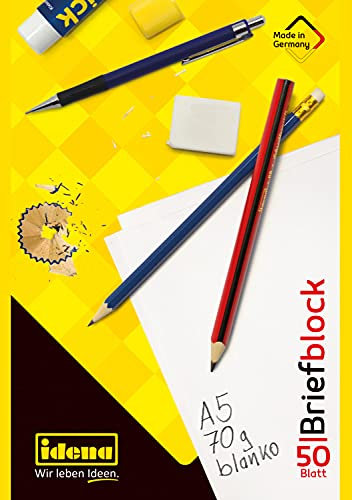Idena 10695 - Briefblock, DIN A5, 50 Blatt, 70 g, blanko, kopfgeleimt, 1 Stück