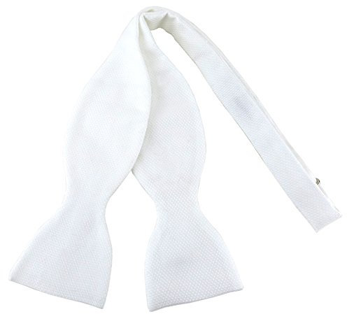 TigerTie Selbstbinder Piqué in weiss gemustert, Querbinder 100% Baumwolle + Aufbewahrungsbox